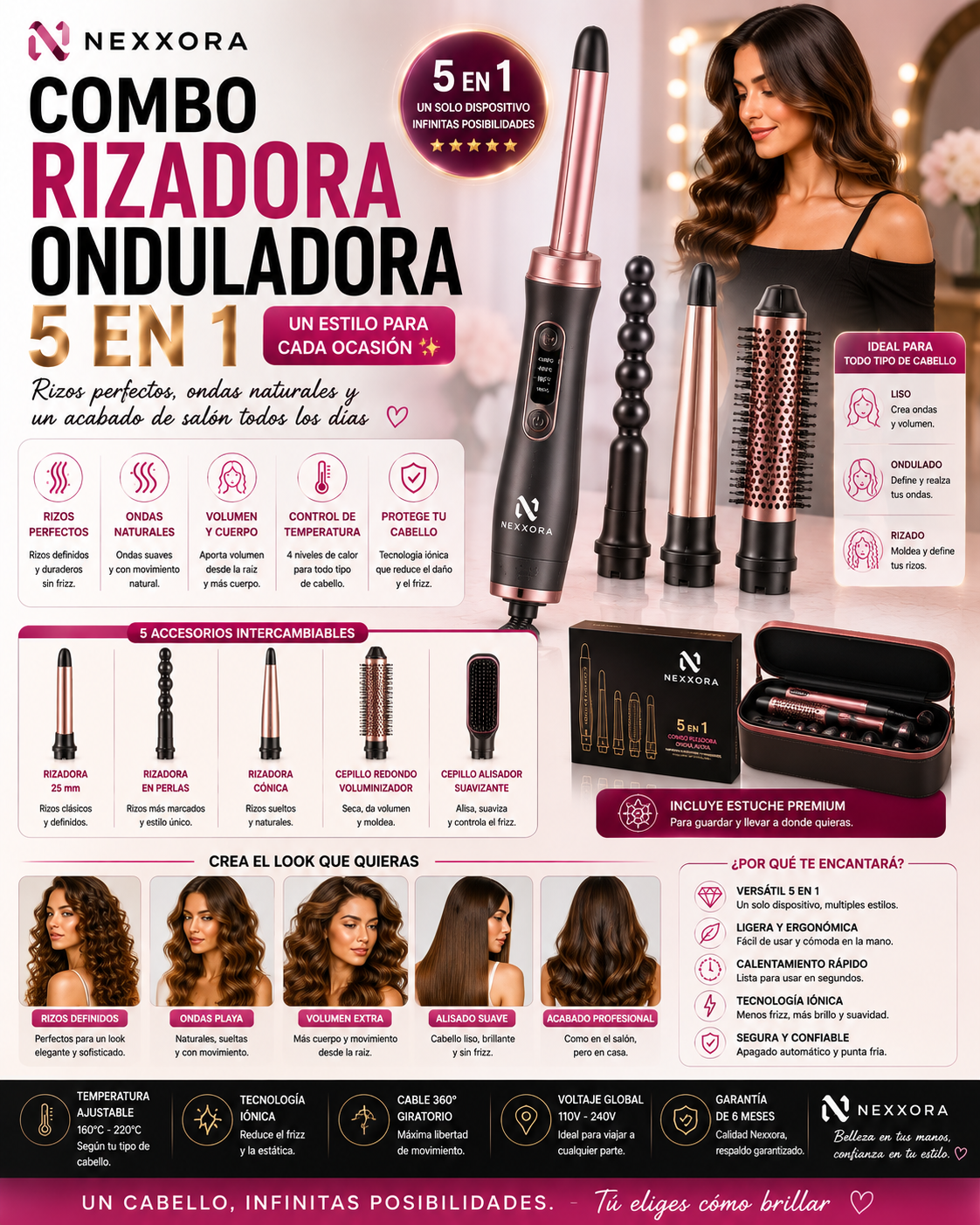 Combo Rizadora Onduladora 5 en 1