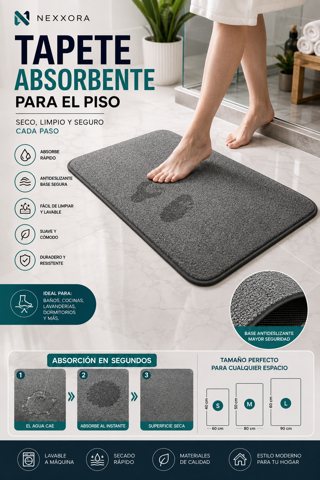 Tapete Absorbente Para El Piso, Suave,