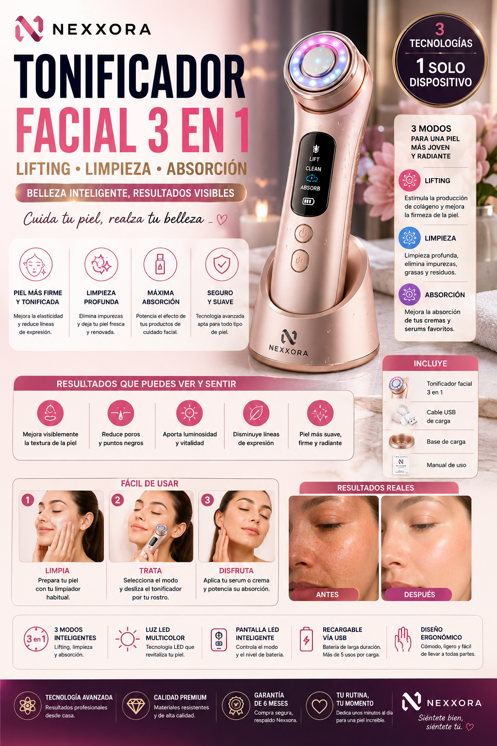 tonificador facial 3 en 1