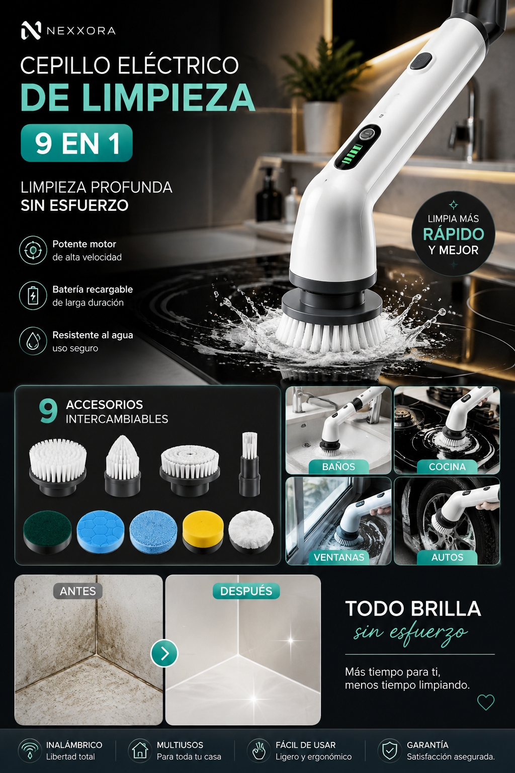 Cepillo Eléctrico de Limpieza 9 en 1