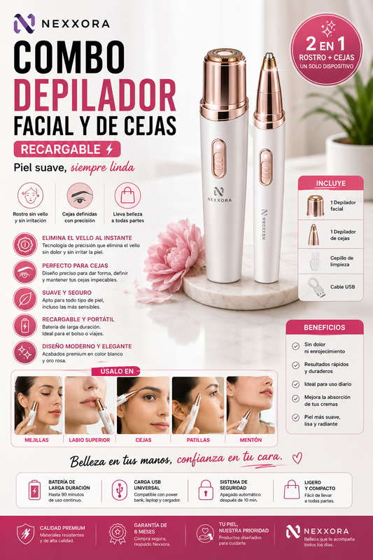 Combo Depilador Facial y De Ceja Recarga