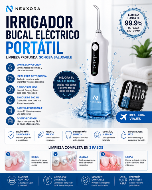 Irrigador Bucal Eléctrico Portátil