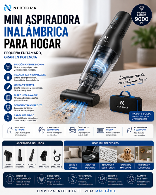 Mini Aspiradora Inalambrica Auto Hogar