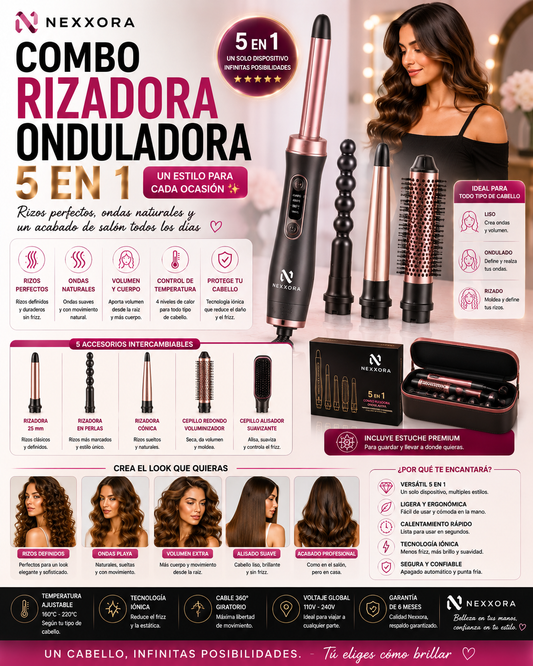 Combo Rizadora Onduladora 5 en 1